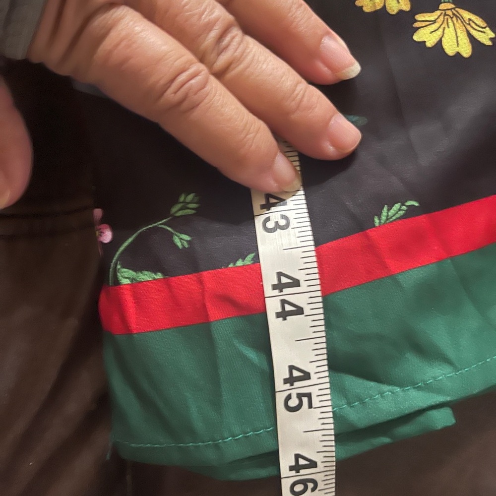 Black Floral Midi Shirt Dress with Green Trim - Picture 14 of 16